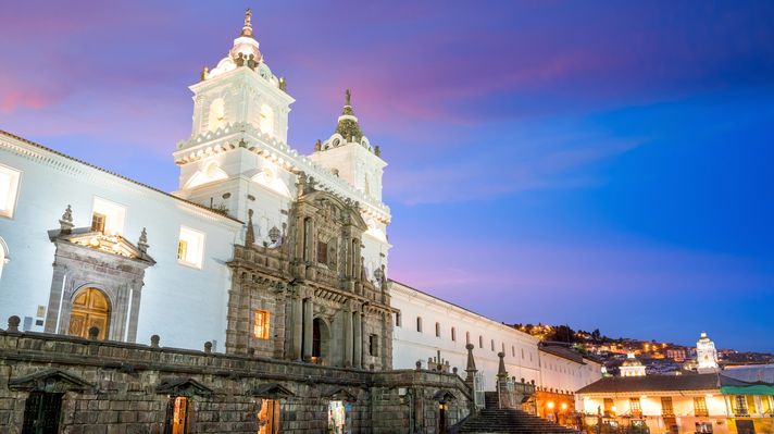 Plaza de San Francisco in old town Quito, the capital city of Ecuador