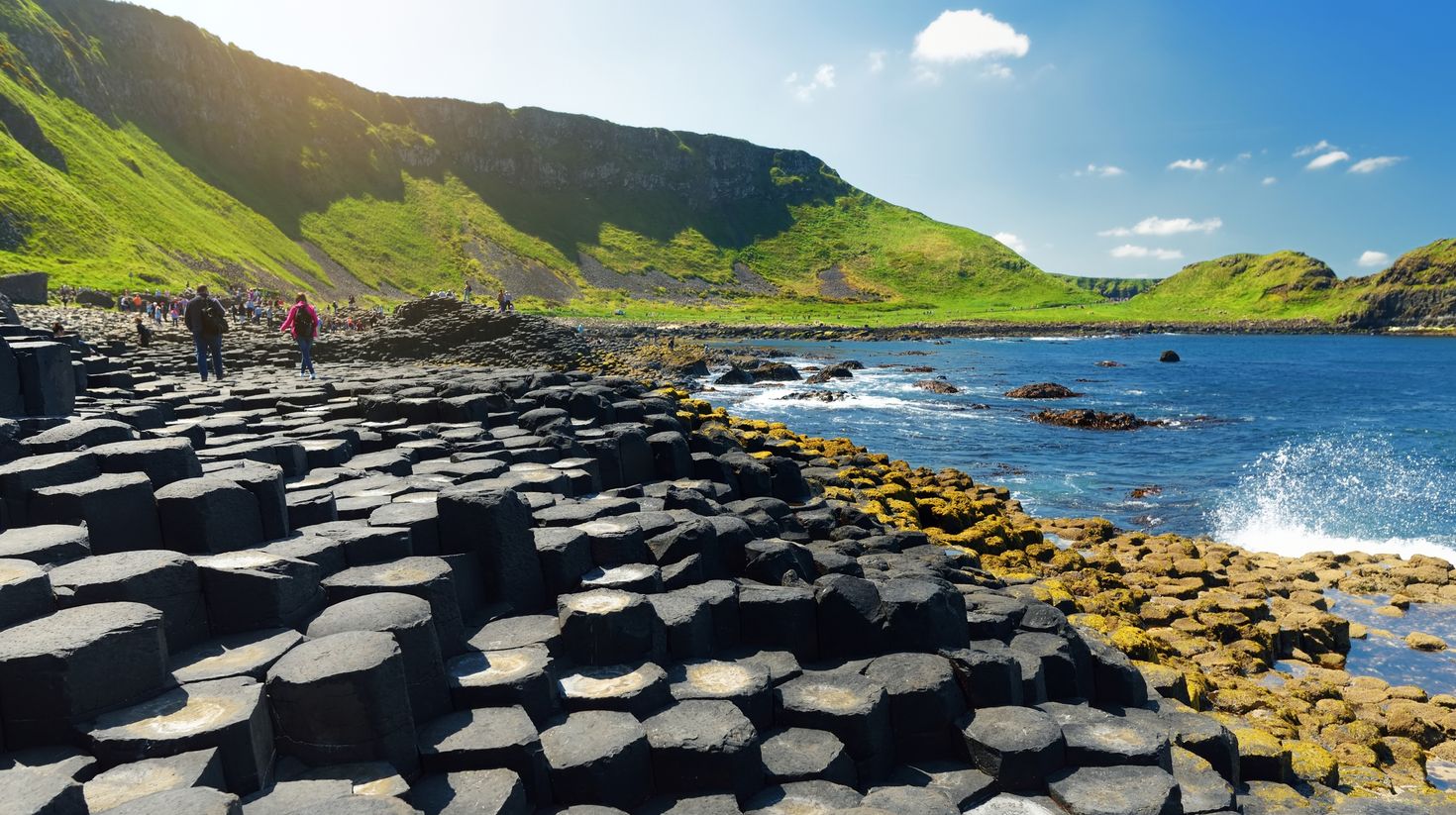 Giants Causeway, an area of hexagonal basalt stones, created by ancient vol