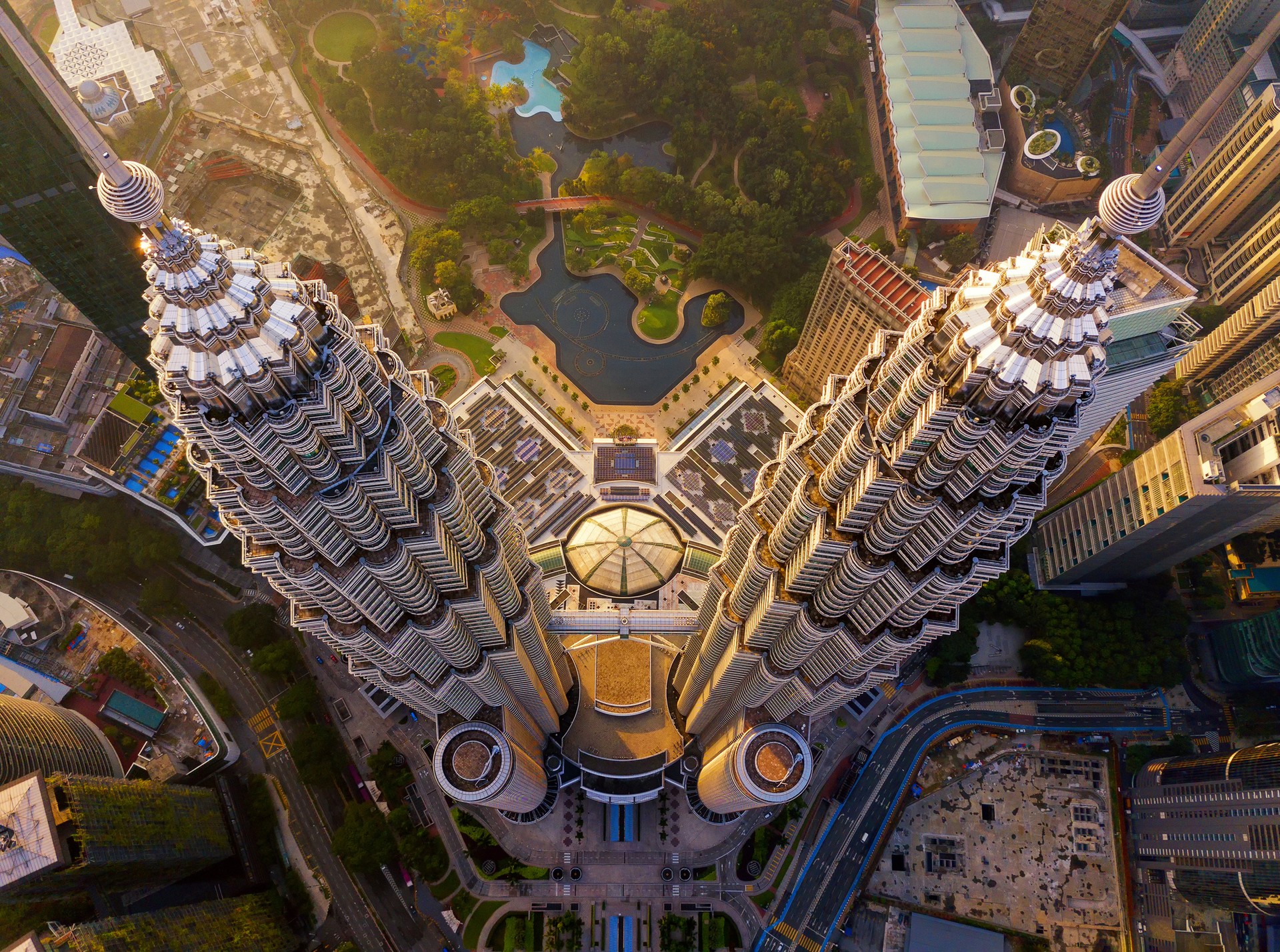 Visit the iconic Petronas Twin Towers in downtown Kuala Lumpur The view of Petronas Twin Towers from the top