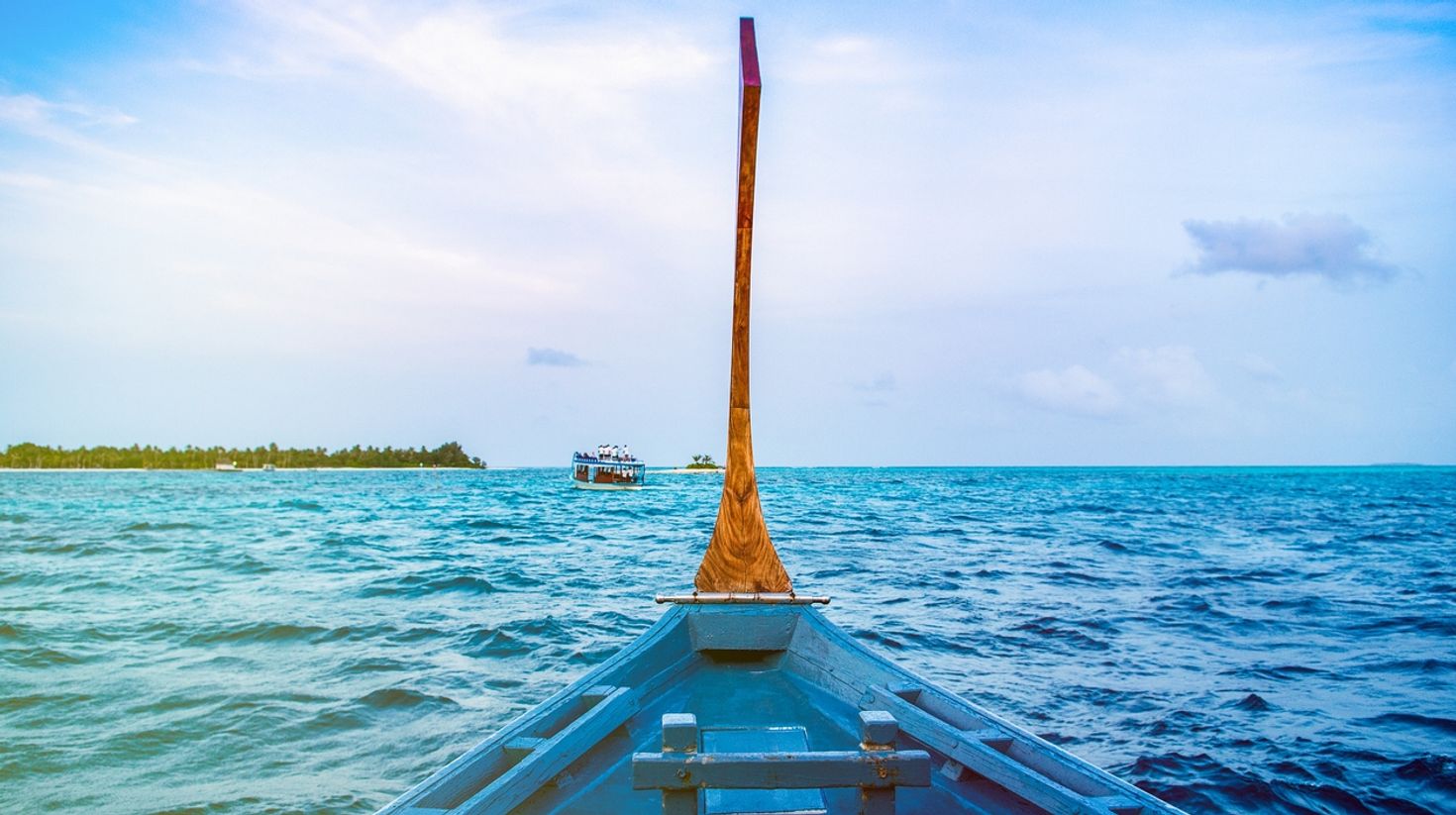 Traditional Dhoni Boats in Maldives.