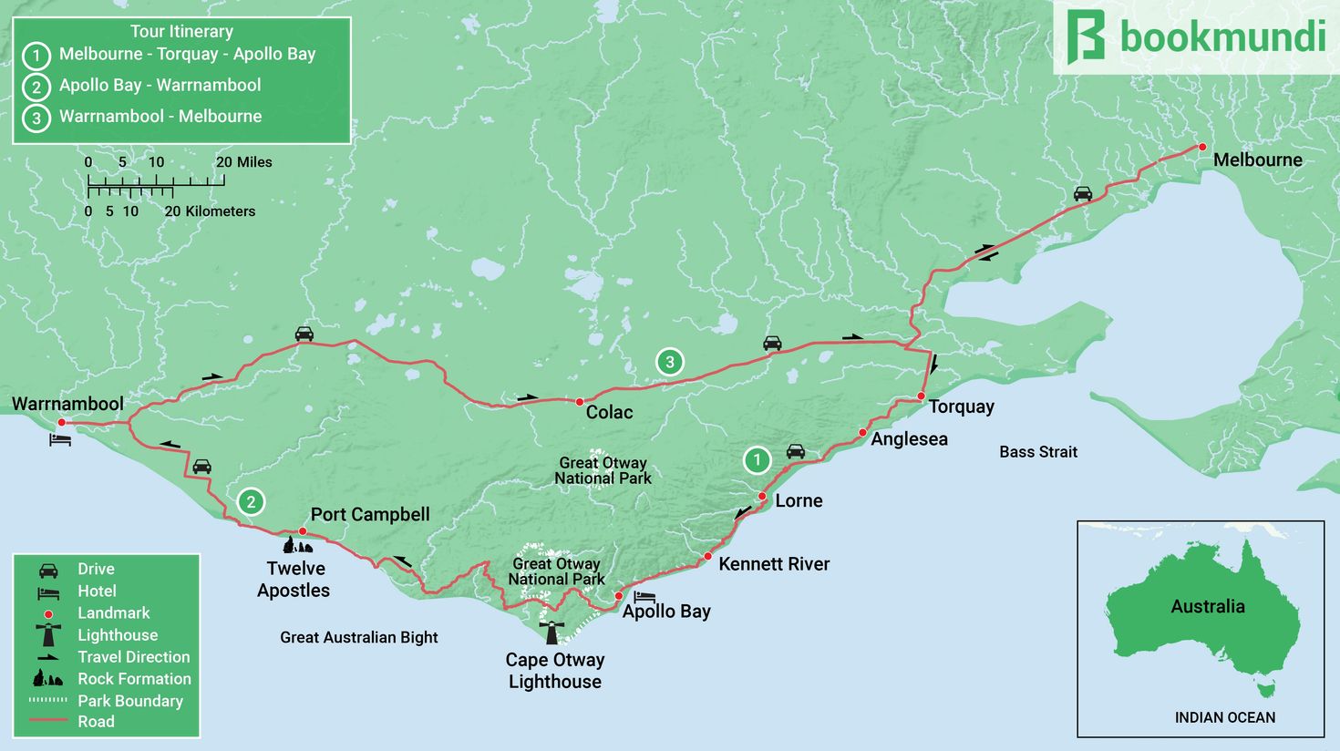 Great Ocean Road Itinerary Map