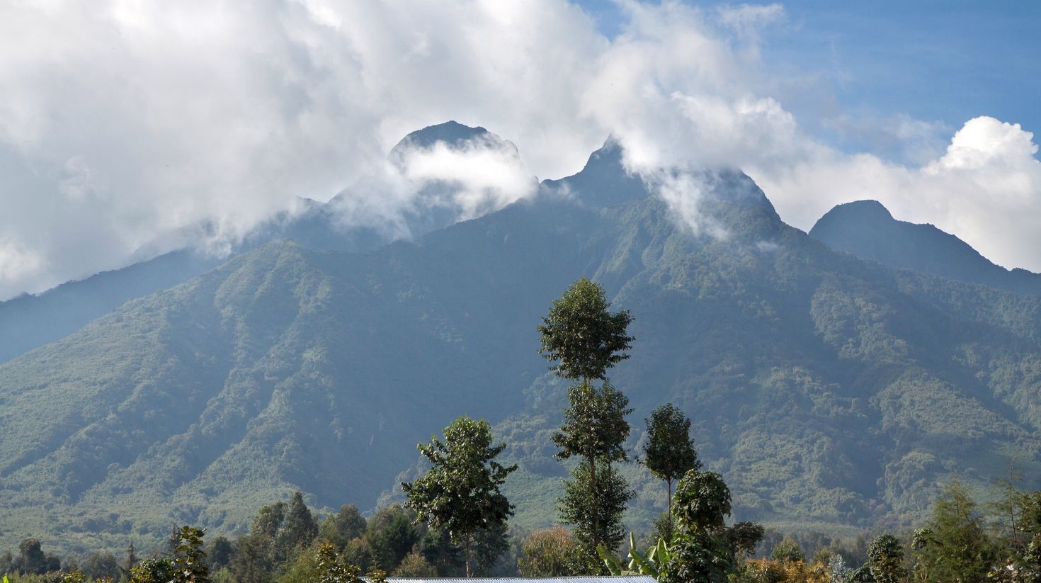 The Mt Sabinyo volcano that stands at the border of Rwanda