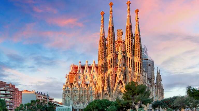 View of La Sagrada Familia in Barcelona, Spain, a must-include attraction in every Spain itinerary.