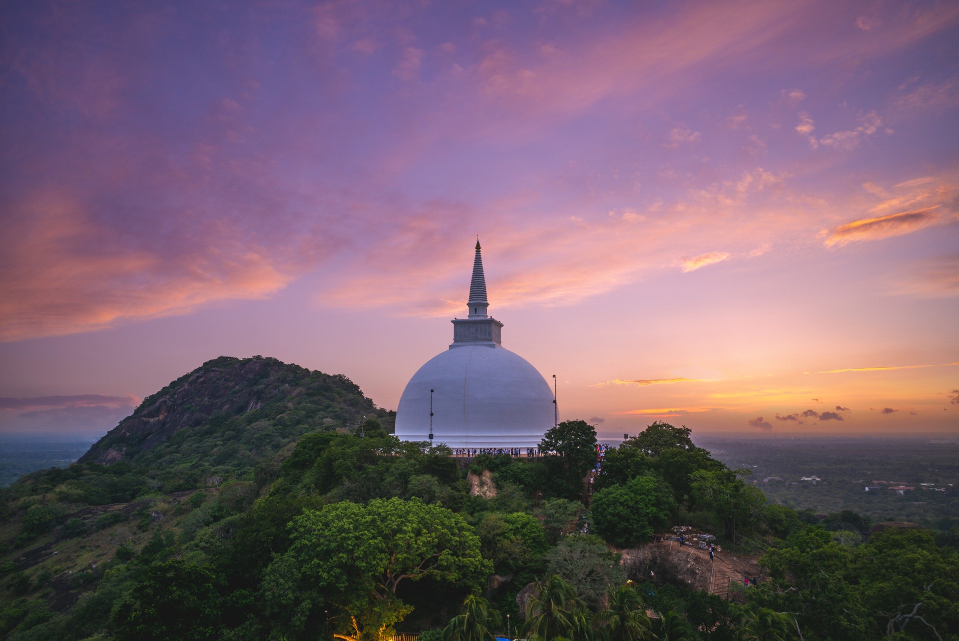 Enjoy the magnificent view of Mihintale in Anuradhapura at dusk A visit to Mihintale at dusk in Anuradhapura can be a great addition to your Sri Lanka itinerary.