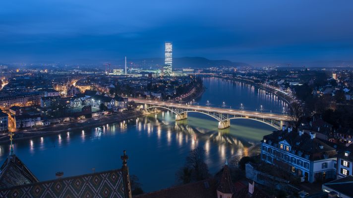 Basel, Switzerland, at night