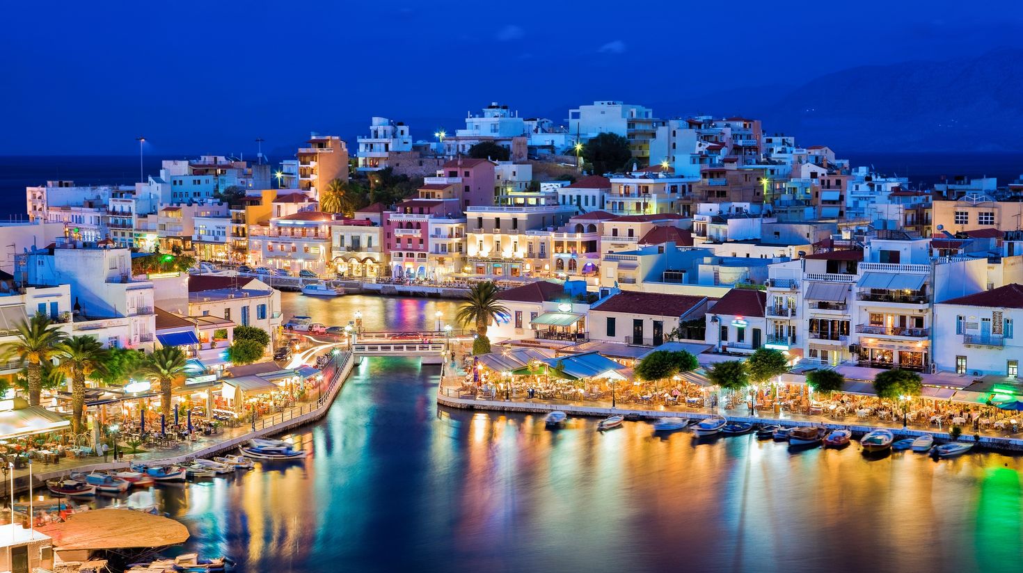 Agios Nikolaos at night. Crete, Greece