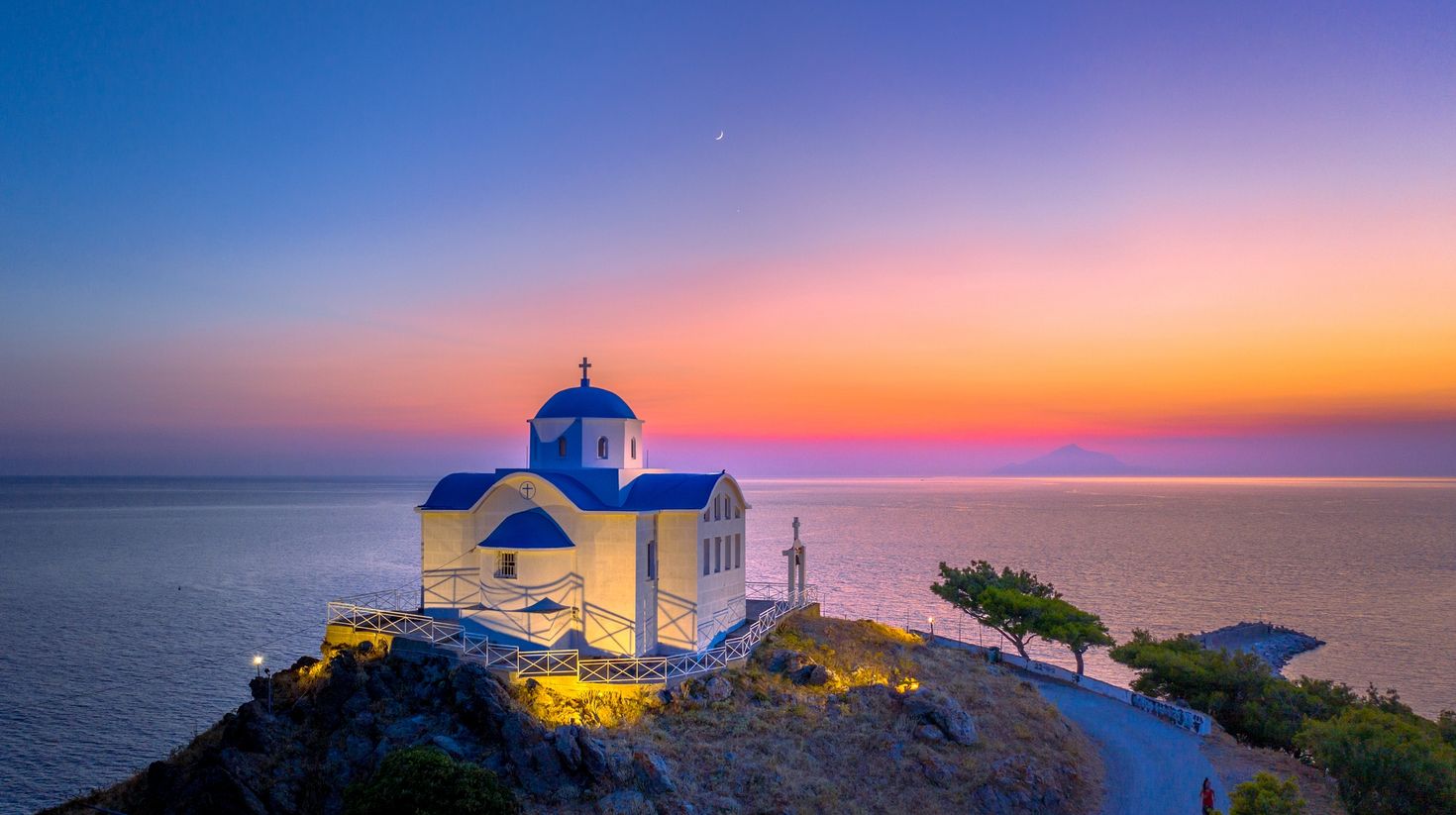 The small church of Agios Nikolaos in Greece in May