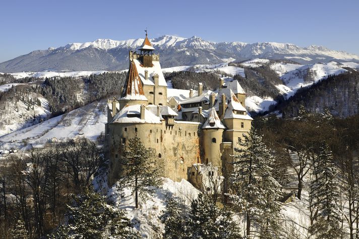 Bran Castle during winter in Translyvania
