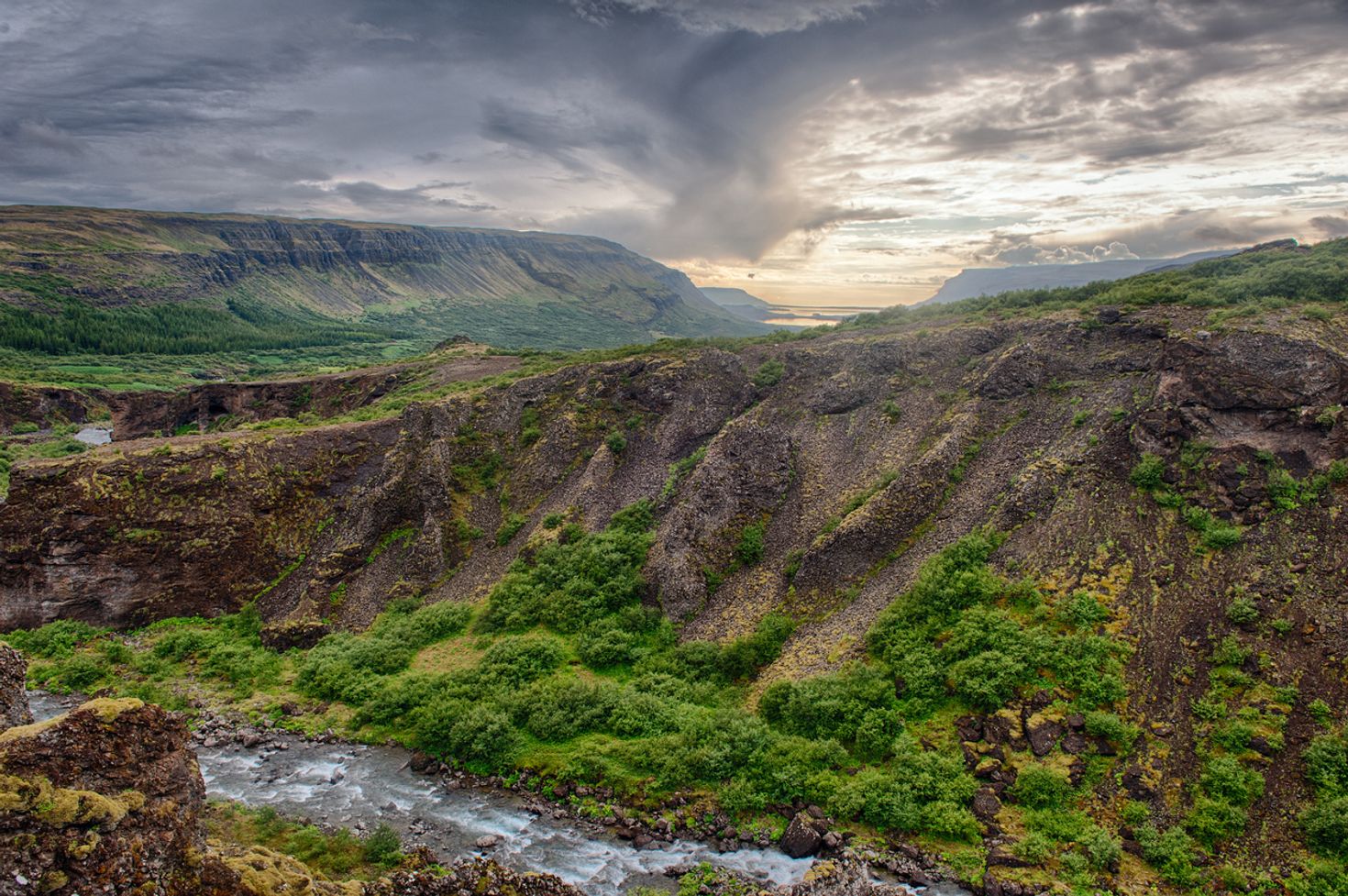 Landscape near Glymur waterfall in Iceland