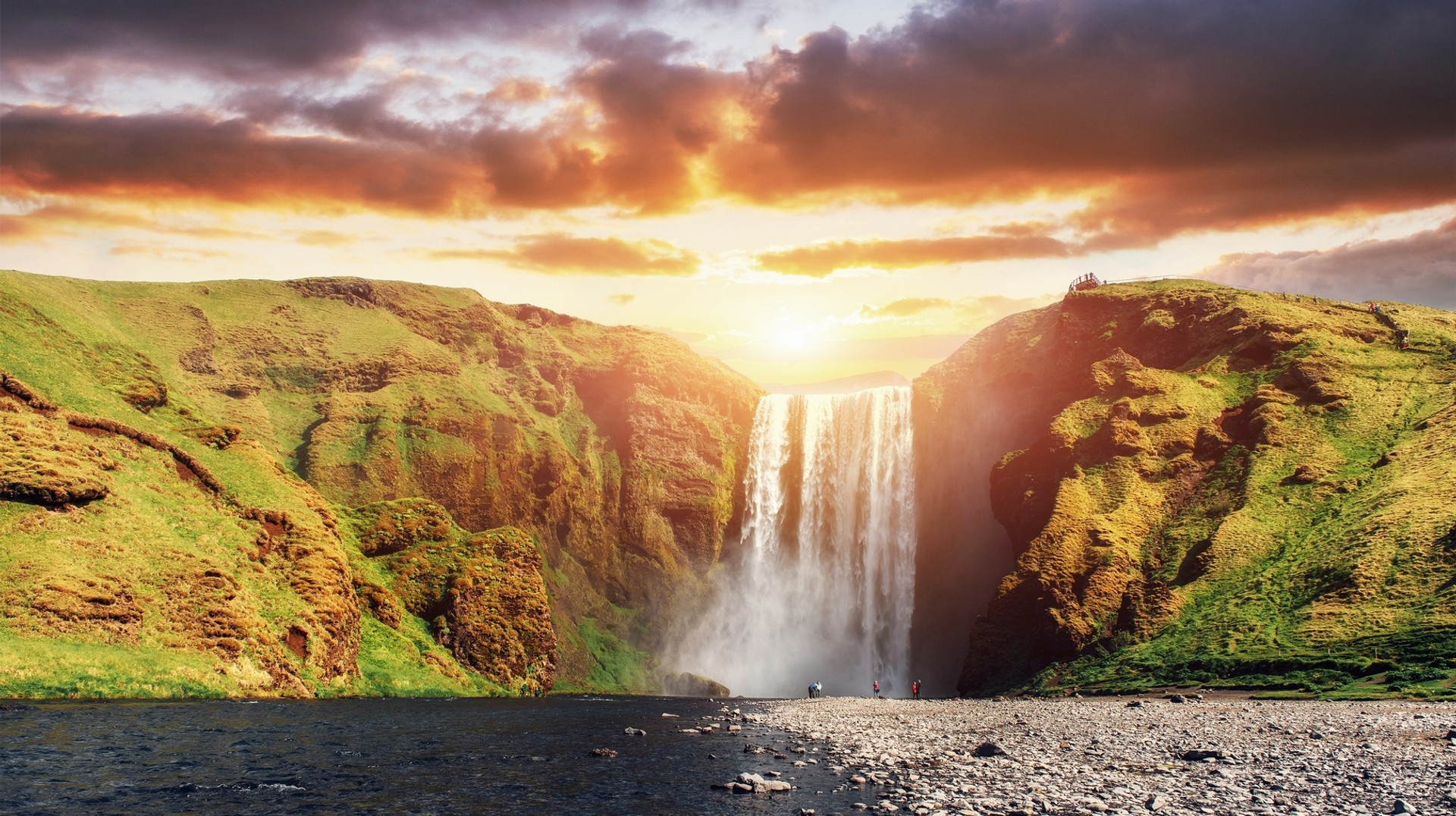 Skogafoss waterfall is one of the five biggest waterfalls in Iceland