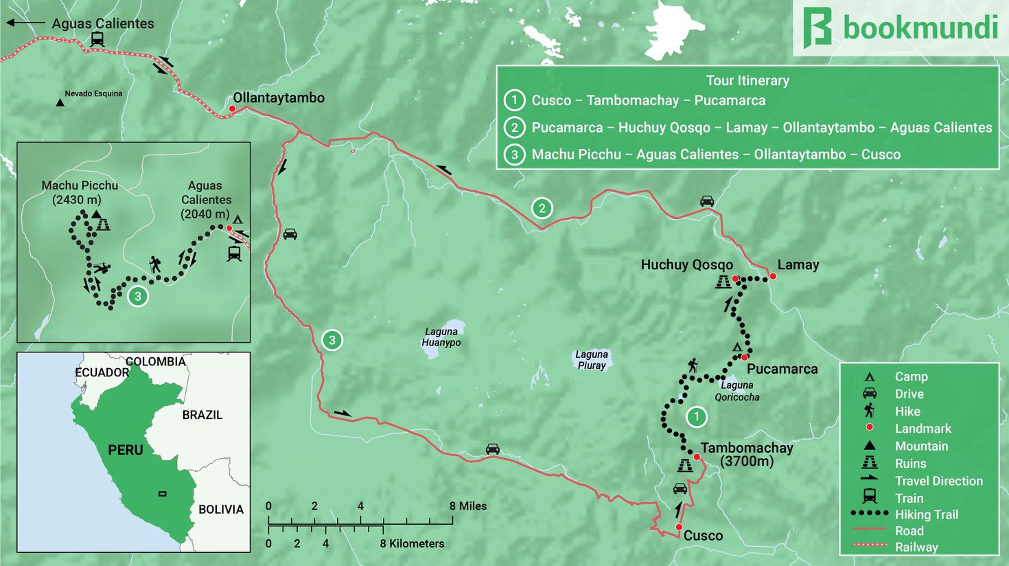 map of the Huchuy Qosqo trek