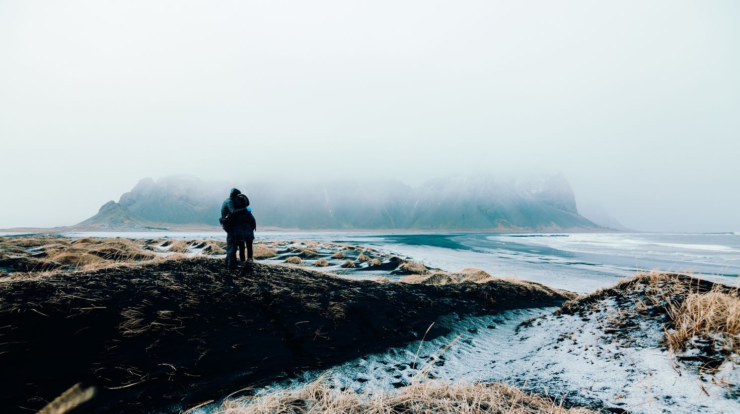 Icelandic winter landscape with snow and cold