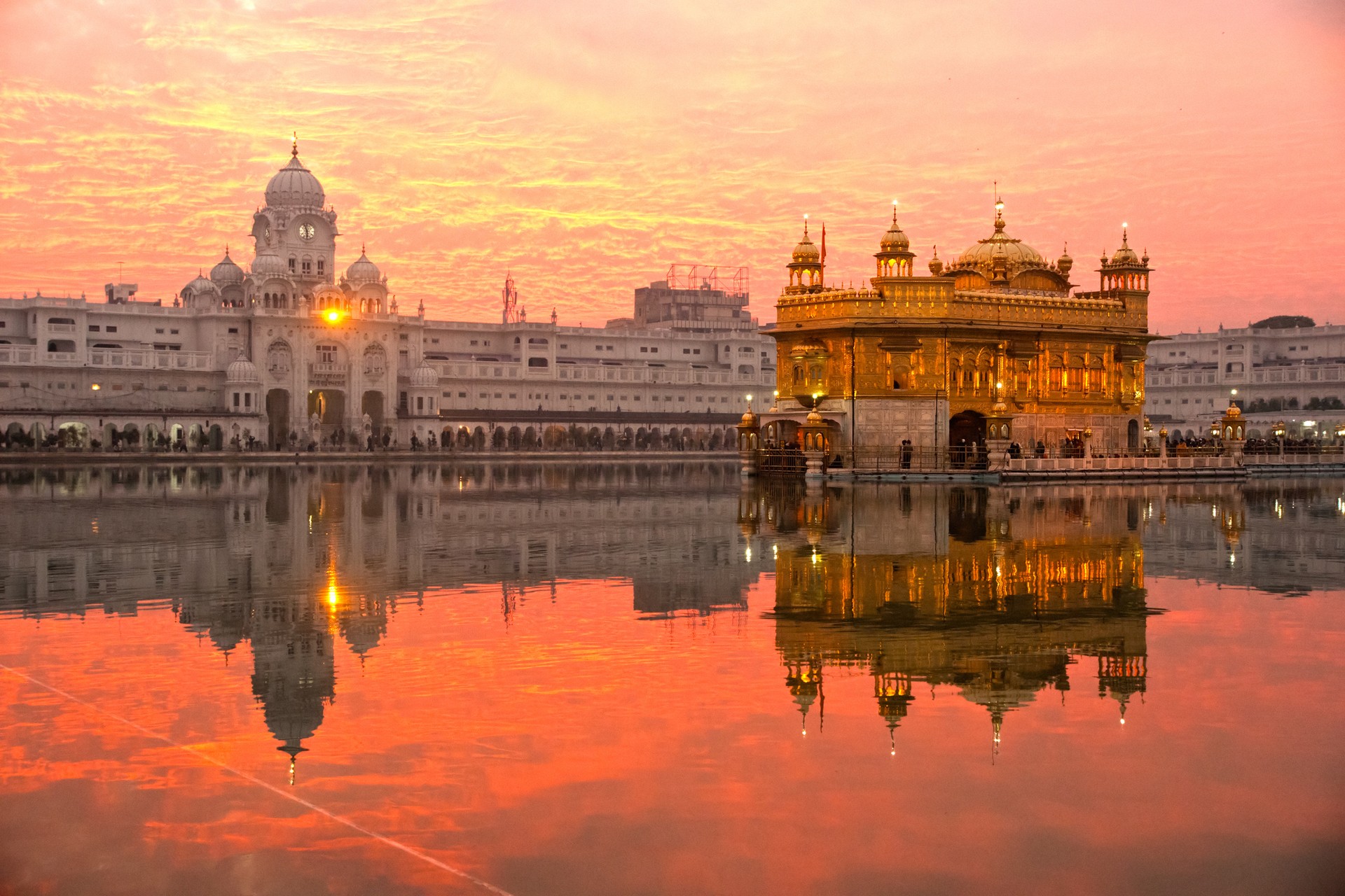 If you have 10 days in India, add a visit to the Golden Temple in Amritsar to your itinerary Check out the golden structure on a pond at sunset in India while spending 10 days in India.