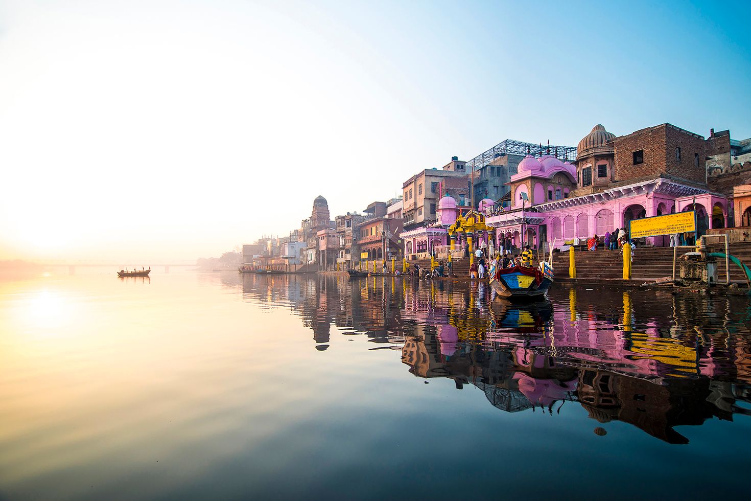 View of Vanarasi River Ganges Bank, India in April