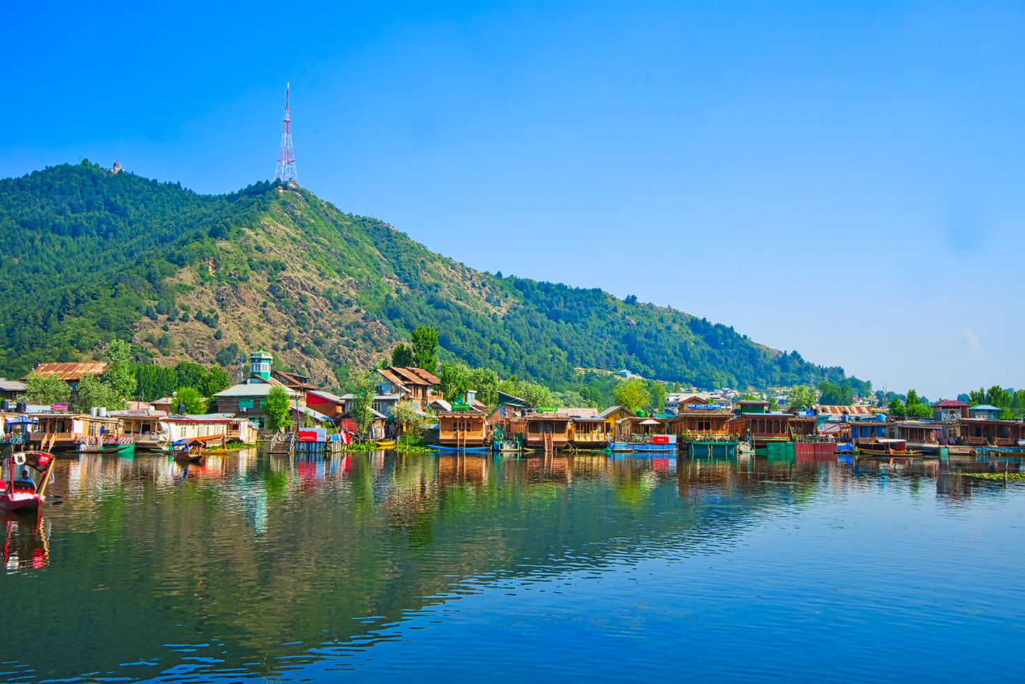 View of Dal Lake in Srinagar, India in August