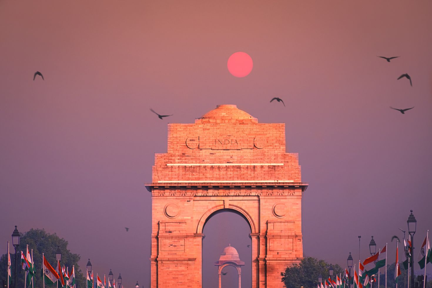 View of India Gate on a late afternoon, India in June