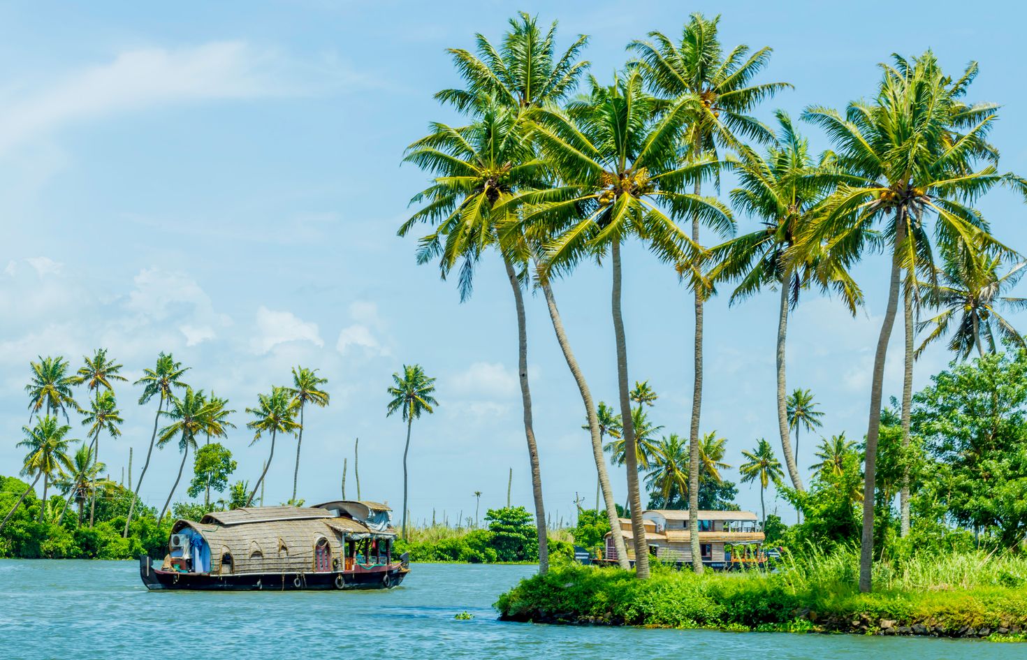 Houseboat on Kerala backwaters, in Alleppey, Kerala, India