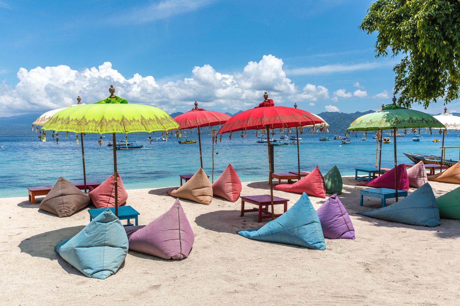 View of ocean coast of Gili Trawangan island, Bali, Indonesia in May