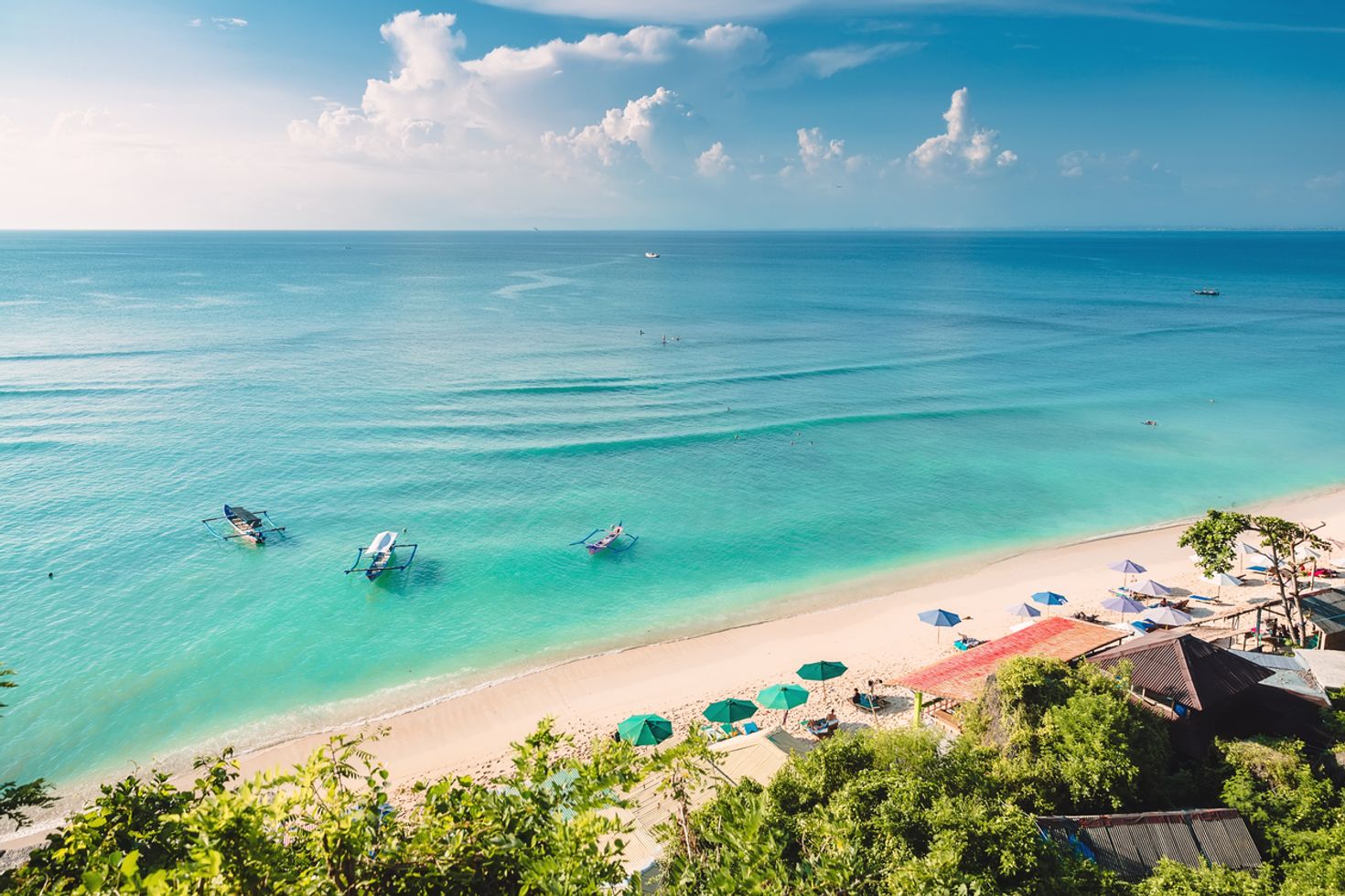 Tropical blue ocean with clear weather in November in Indonesia
