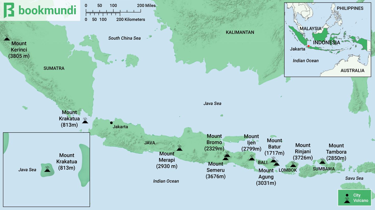 Indonesia volcanos map