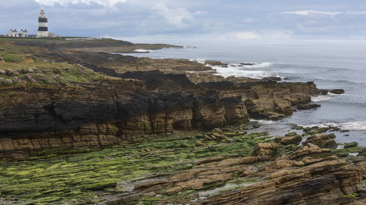 Visit the Hook Peninsula and see the rock formations in Ireland in August.