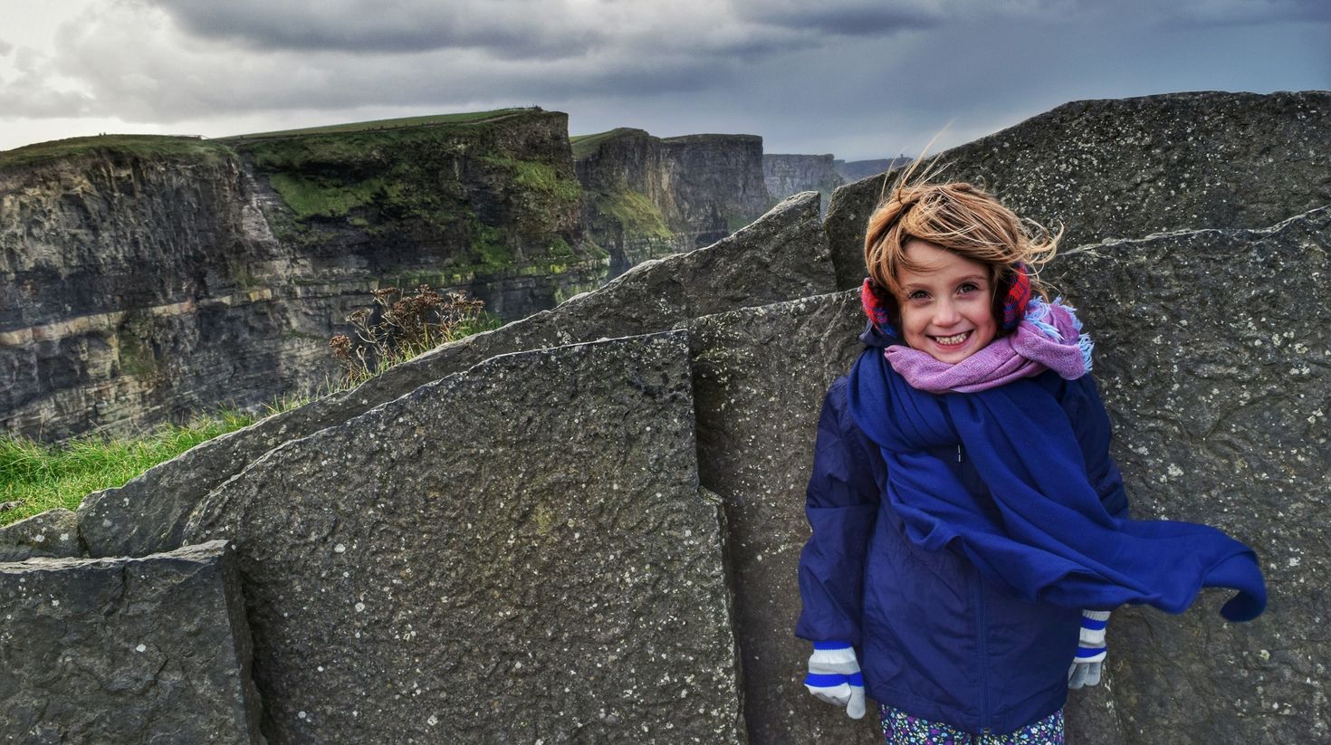 Little girl bundled up in Ireland in November