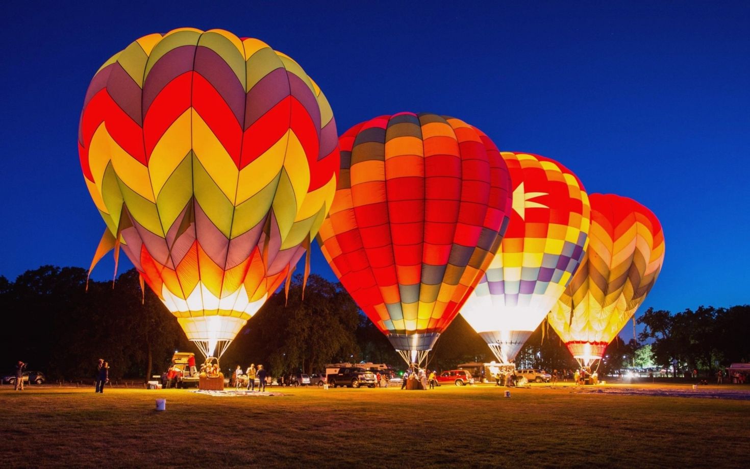 Gilboa Hot Air Balloon Festival during the late night in August.