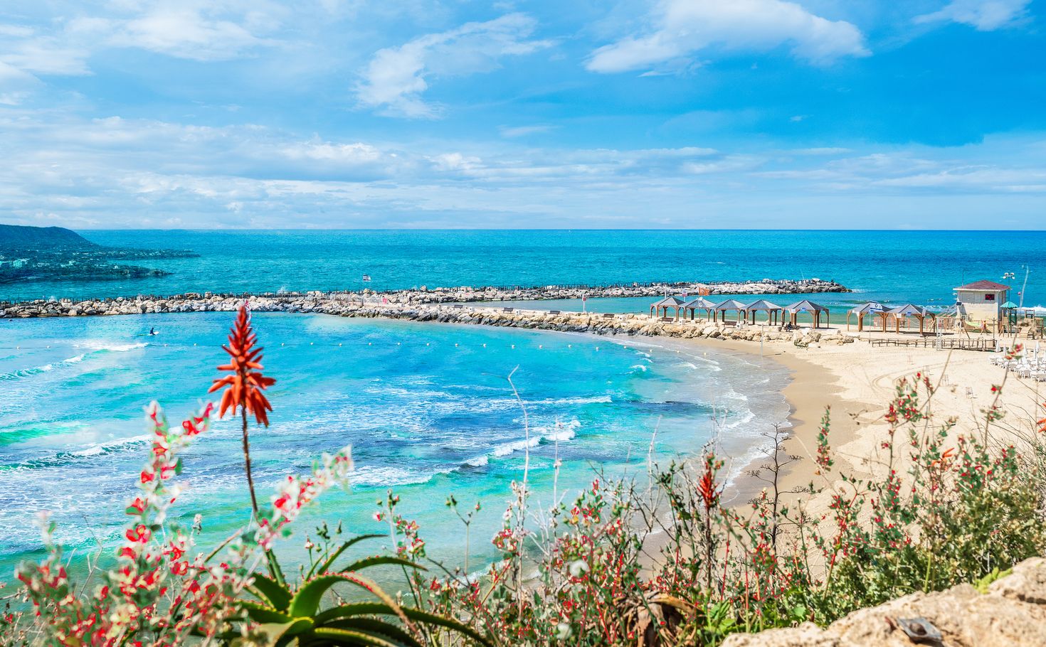 A bright sunny day on Hilton Bay Beach, Tel Aviv