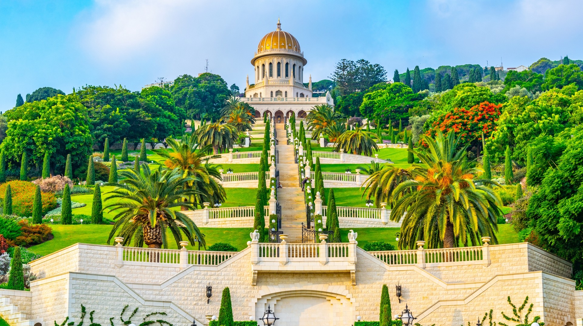 Be mesmerized by the beautiful Bahai gardens in Haifa during the fall season in Israel in October. Beautiful Bahai gardens in Haifa in Israel in October.