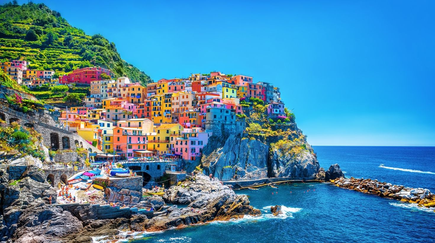 Hiking in Italy via Cinque terre trail&mdash;A famously scenic trek.
