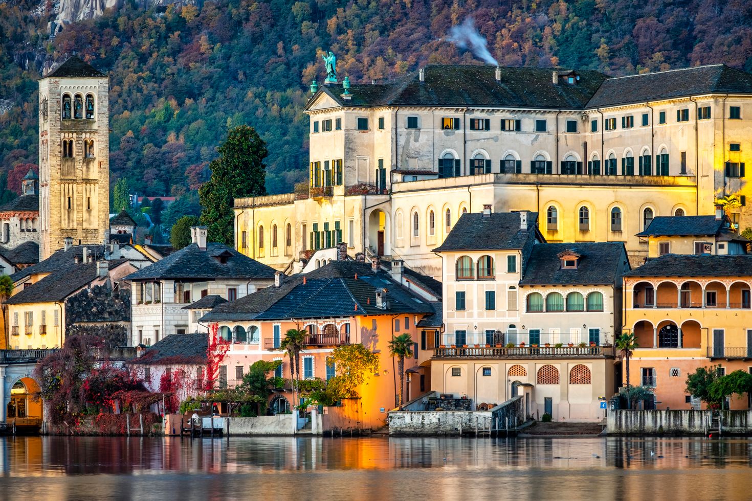 Detail of the palaces over the Orta San Giulio Island