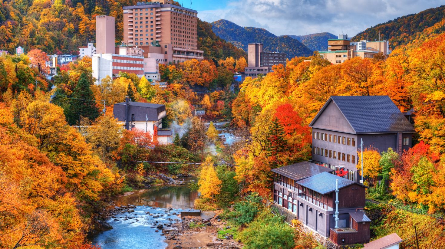 An Autumnal long shot of Jozankei, Japan.