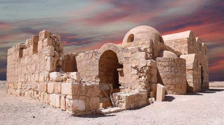 Quseir Amra desert castle in Jordan in December