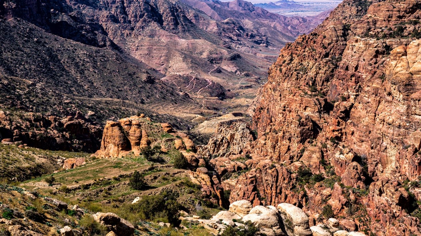 Beautiful desert mountain landscape at Dana Biosphere Reserve.
