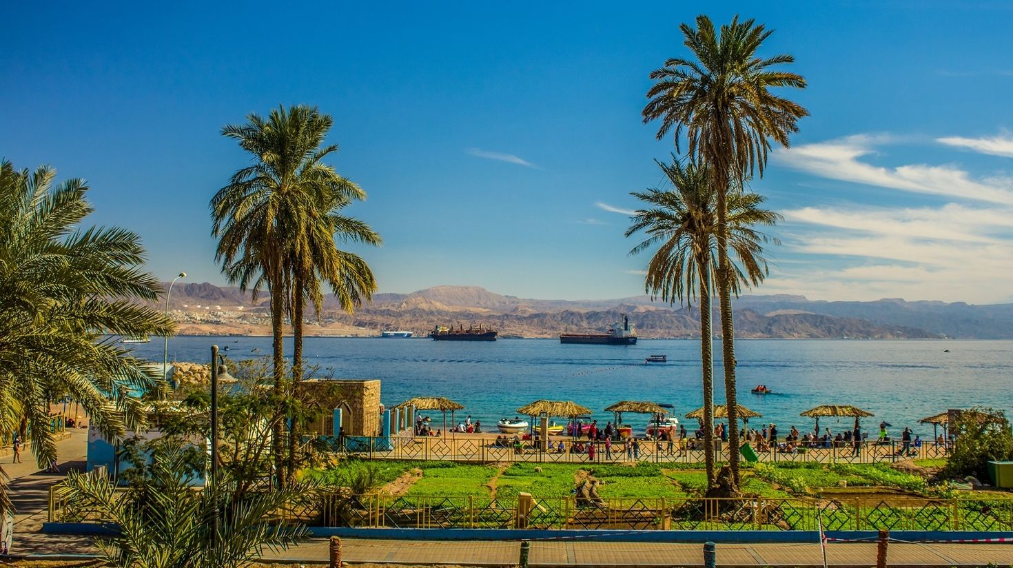 Scenic view of Gulf of Aqaba in Jordan in October