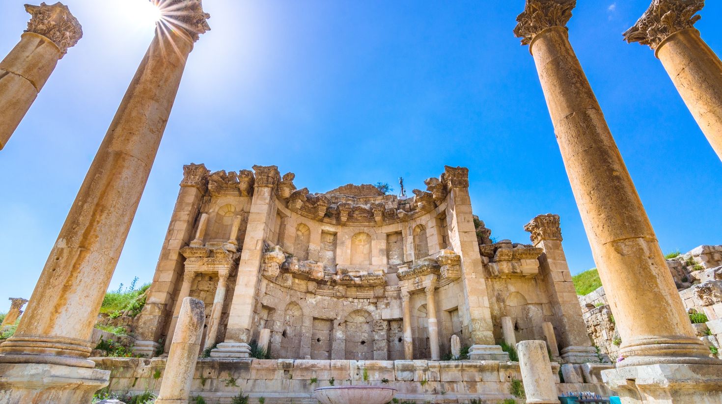 Ancient and roman ruins of Jerash during summer.