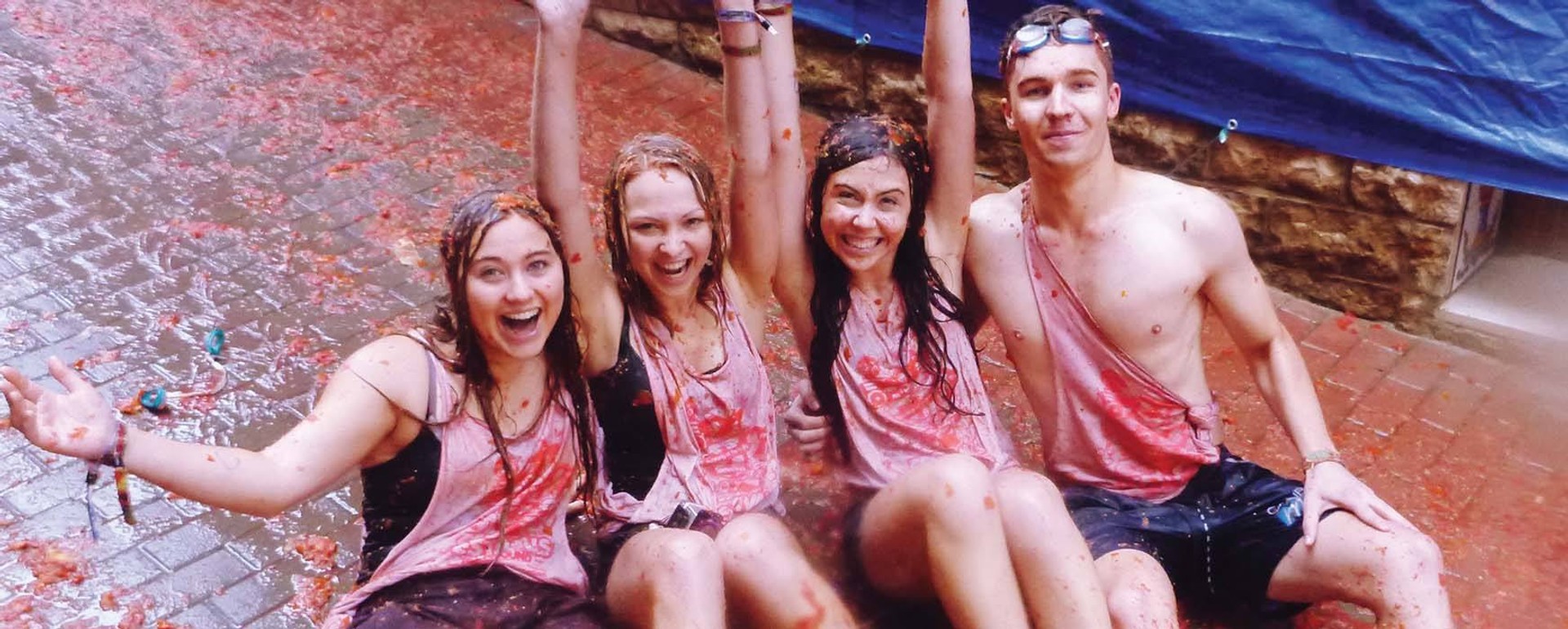 The streets run red with rivers of tomato juice at the annual La Tomatina festival in Spain.