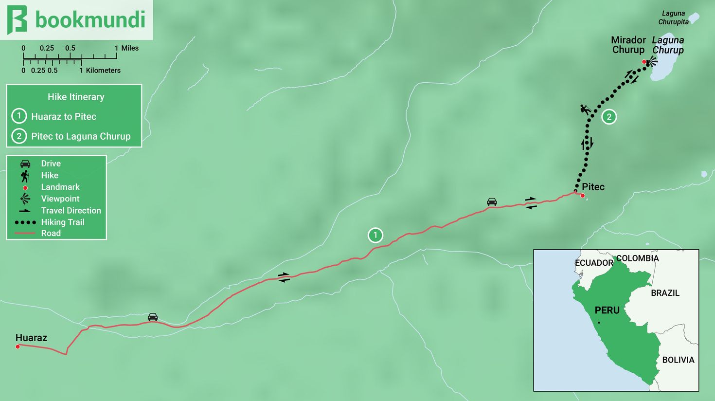 Laguna Churup day hike map
