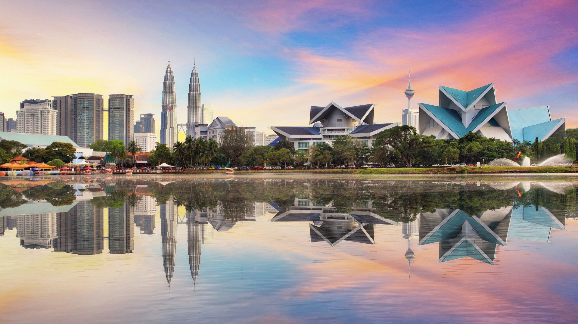 Explore the landscape and the wildlife during your trip to Malaysia in April. Malaysia skyline at Titiwangsa Park in Malaysia in April.
