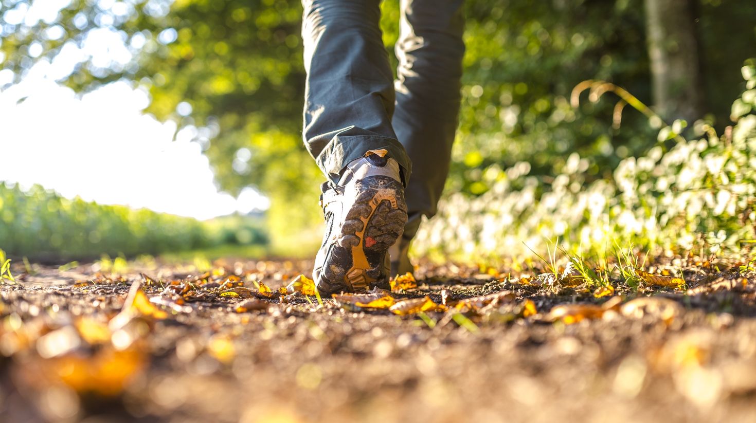Detail of man hiking