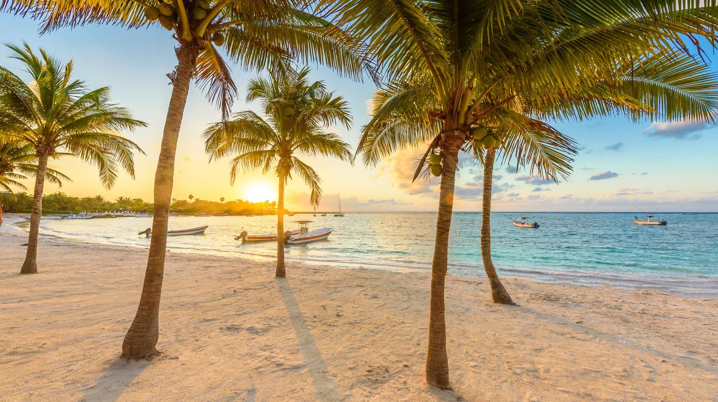 Caribbean white beach in Riviera Maya Mexico
