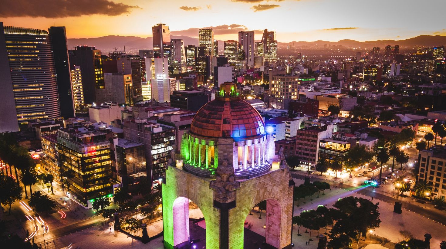 Mexico City, Mexico, Aerial View of Plaza de La Republica
