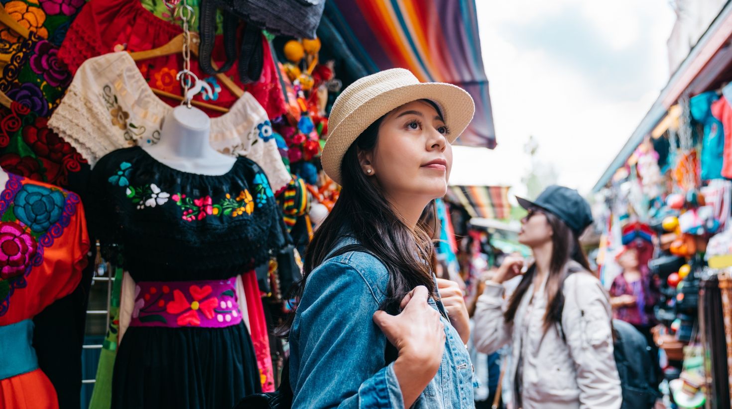 Traveler shopping in the traditional market in Mexico