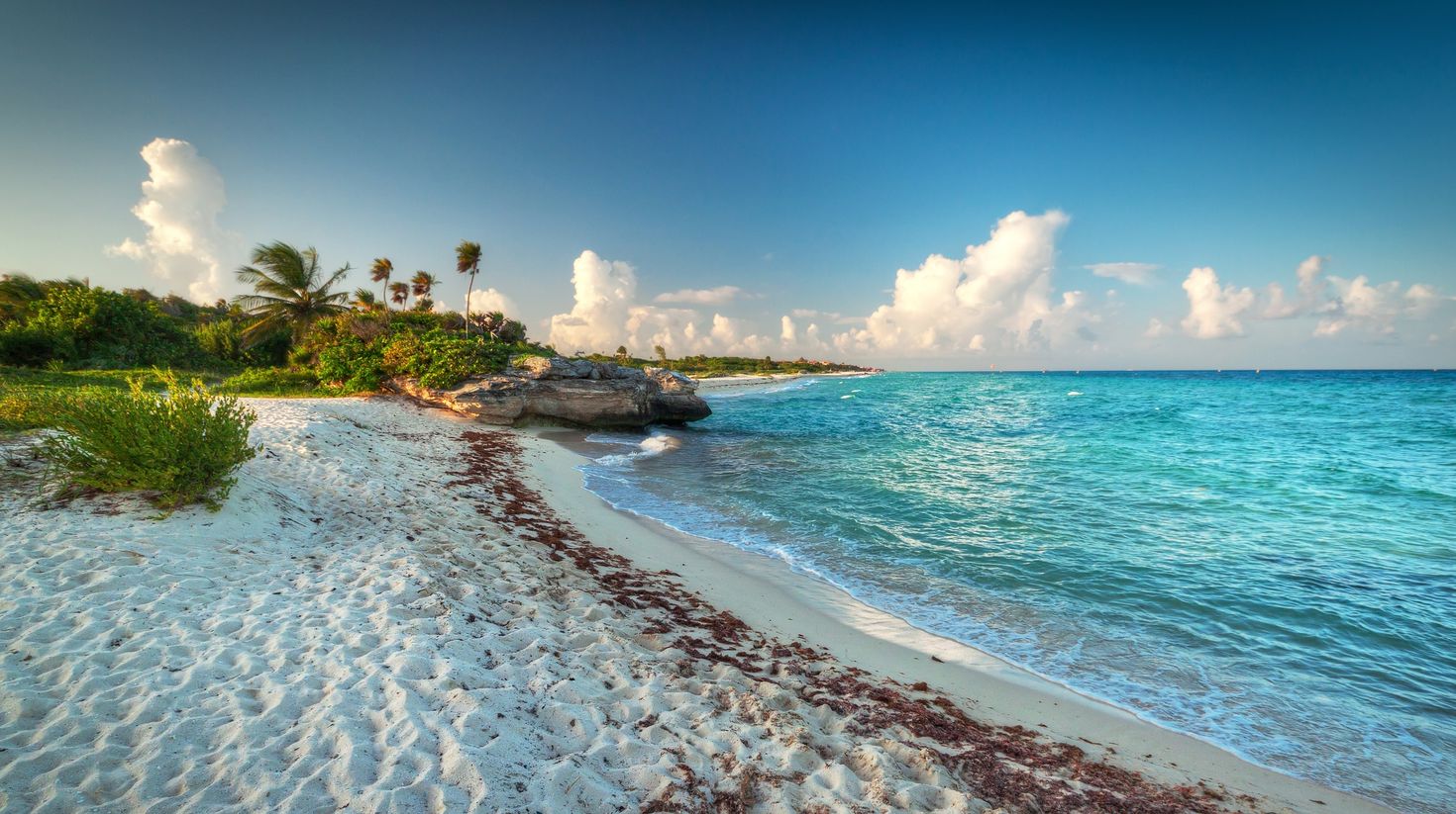 Idyllic beach of Caribbean Sea in Playa del Carmen
