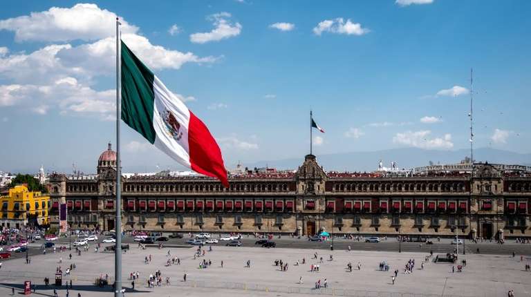 Historical landmark National Palace building in Mexico in May.
