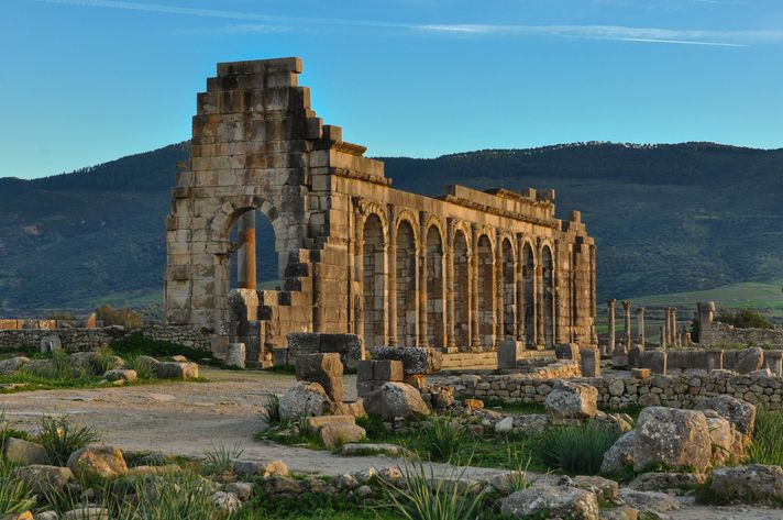 The roman ruins in Volubilis is a place to visit in Morocco