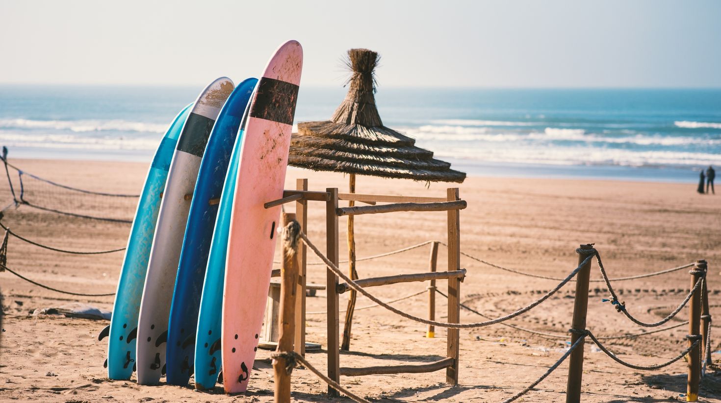 Different colors of surf on a the sandy beach in Casablanca   Morocco.
