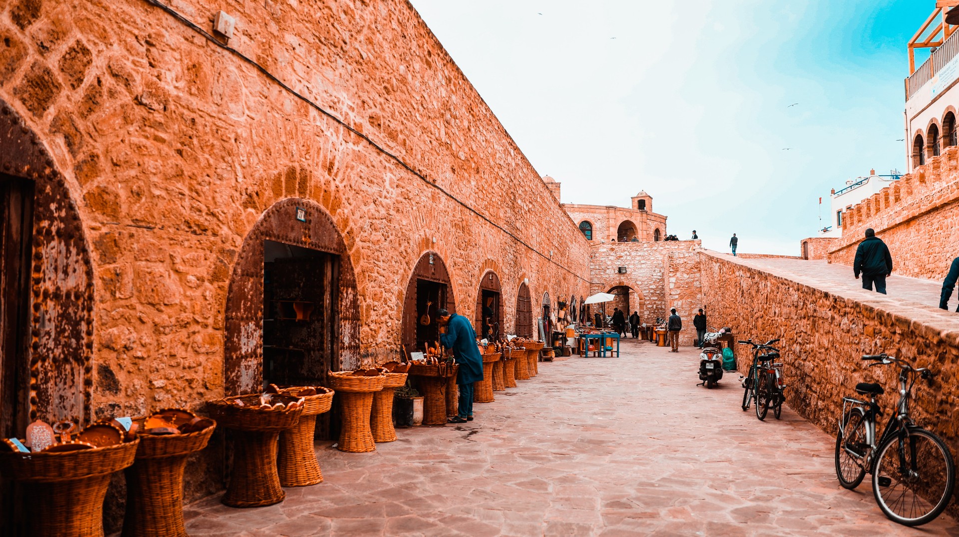 Essaouira portrays the Portuguese architectural influences of the 15th century. Kasbah, Essaouira, Morocco in January