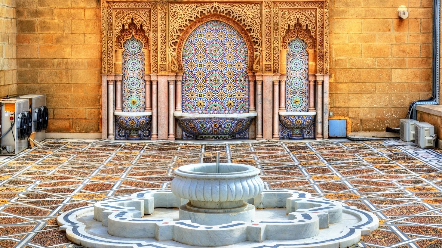 Fountain at the Mausoleum of Mohammed V in Rabat   Morocco