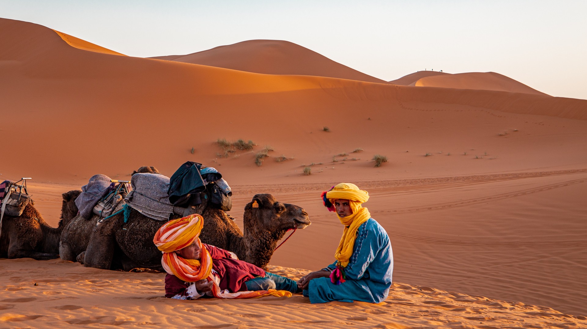 The indigenous Berber tribe of Morocco are native to the Sahara Desert. Sahara Desert in Morocco in June